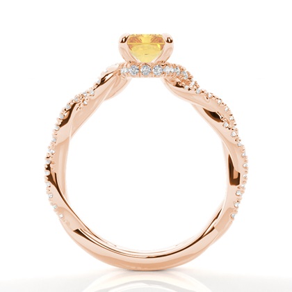 Versteckter Halo Verlobungsring mit gelbem Diamant