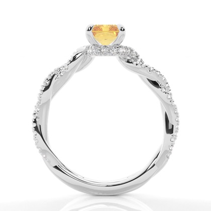 Versteckter Halo Verlobungsring mit gelbem Diamant