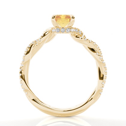 Versteckter Halo Verlobungsring mit gelbem Diamant