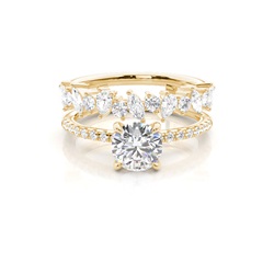 Combined Band Look Diamond Engagement Ring