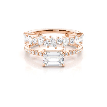 Combined Band Look Diamond Ring