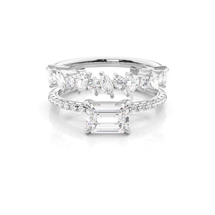 Combined Band Look Diamond Ring