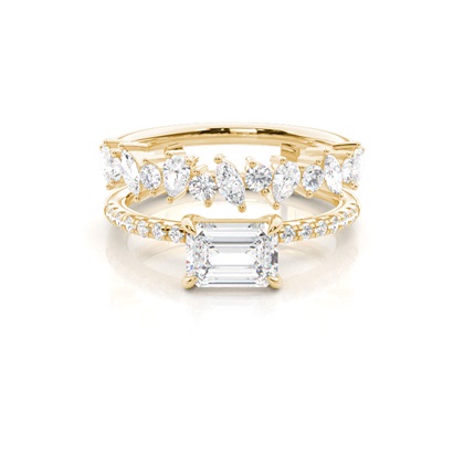 Combined Band Look Diamond Engagement Ring