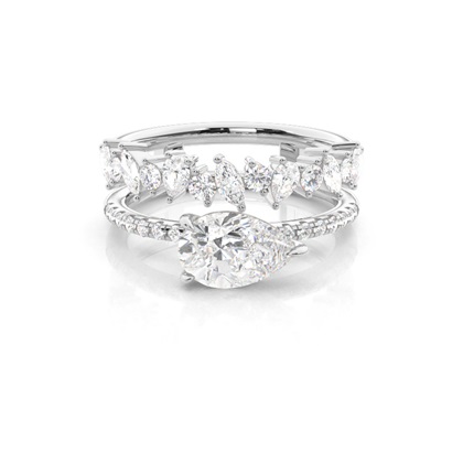 Combined Band Look Diamond Engagement Ring