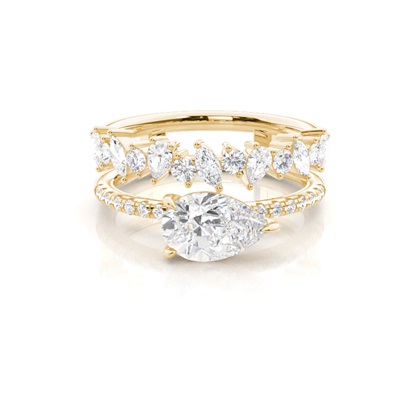 Combined Band Look Diamond Ring