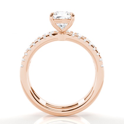 Bague de Fiançailles en Diamant avec Anneaux Fusionnés