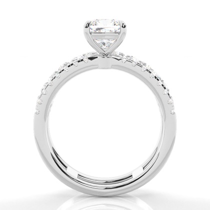 Bague de Fiançailles en Diamant avec Anneaux Fusionnés