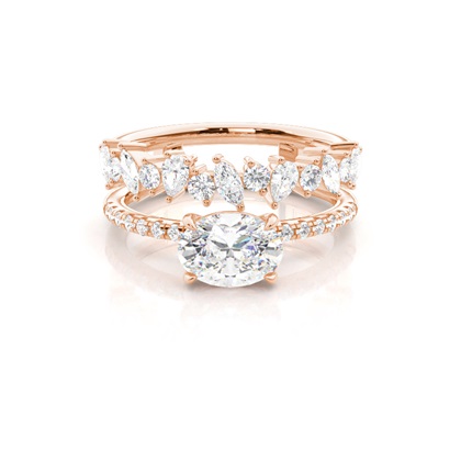 Combined Band Look Diamond Ring