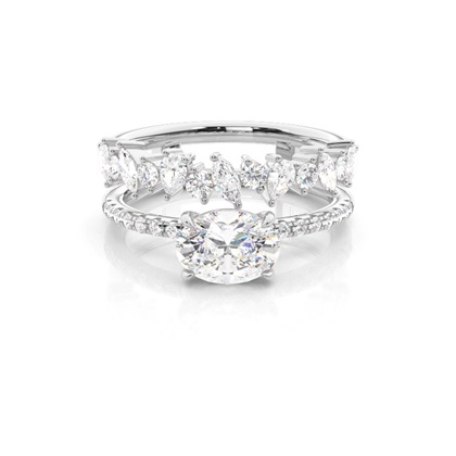Combined Band Look Diamond Ring