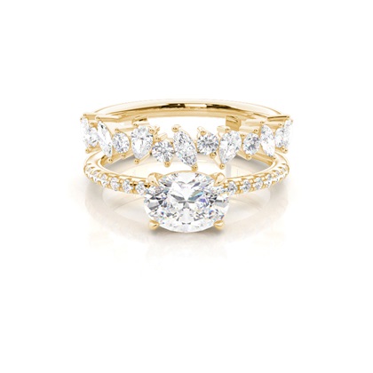 Combined Band Look Diamond Ring
