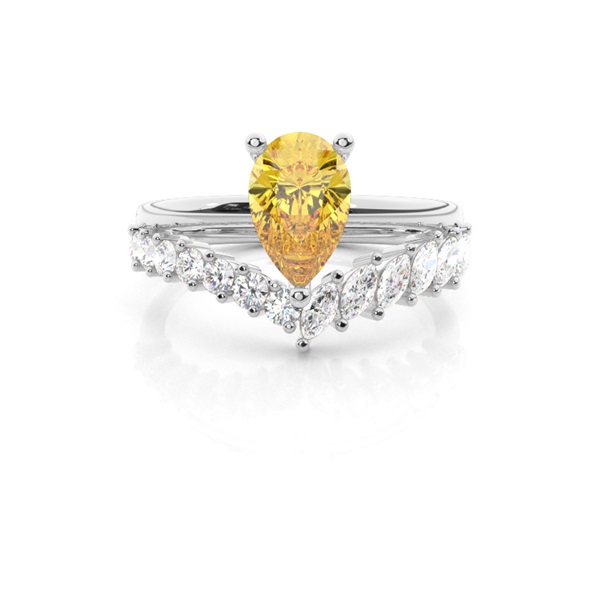 Trouwring met gele diamanten verlovingsring