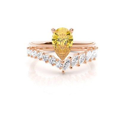 Combined Wedding Band Yellow Diamond Ring