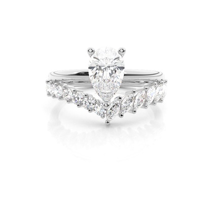 Combined Band Look Diamond Engagement Ring