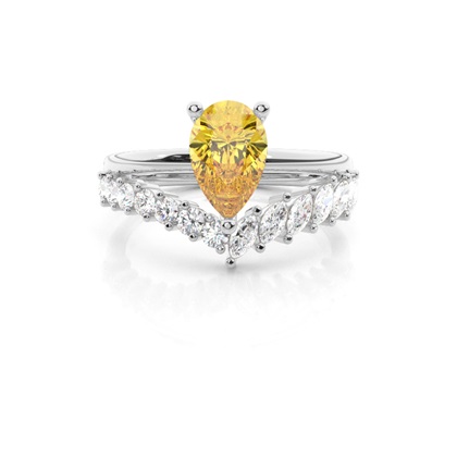 Combined Wedding Band Yellow Diamond Ring