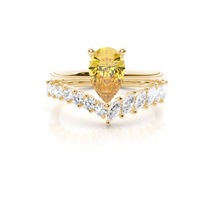 Combined Wedding Band Yellow Diamond Ring