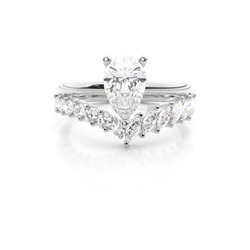 Combined Band Look Diamond Engagement Ring