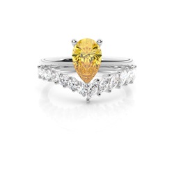Trouwring met gele diamanten verlovingsring