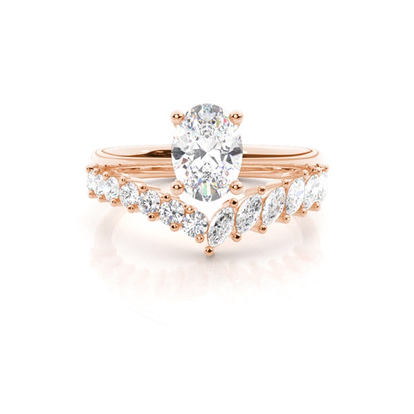Combined Band Look Diamond Engagement Ring
