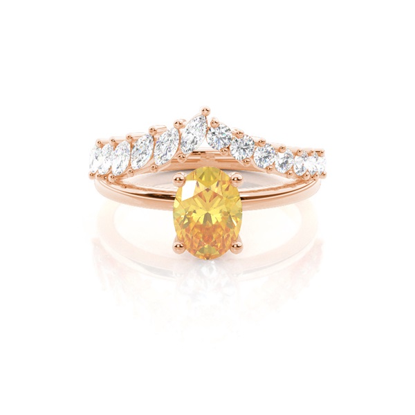 Combined Wedding Band Yellow Diamond Engagement Ring