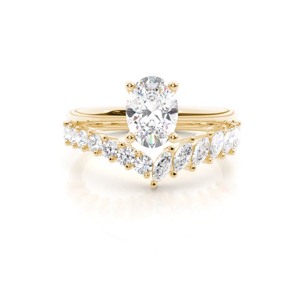 Combined Band Look Diamond Engagement Ring