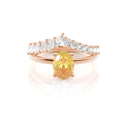 Combined Wedding Band Yellow Diamond Ring