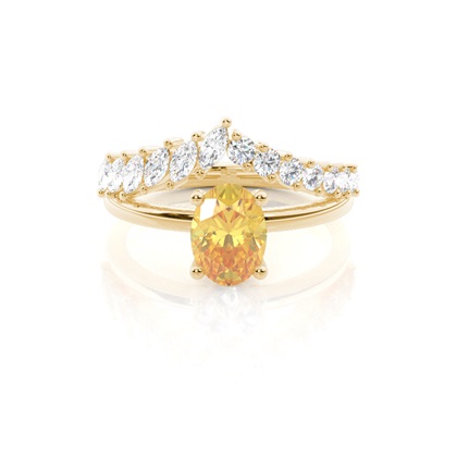 Combined Wedding Band Yellow Diamond Ring