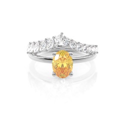 Combined Wedding Band Yellow Diamond Engagement Ring