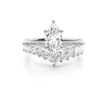 Combined Band Look Diamond Engagement Ring