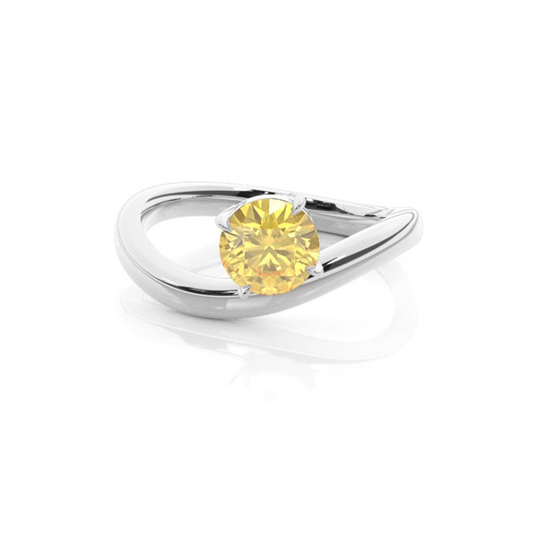 Horizontal East- West Yellow Diamond Engagement Ring