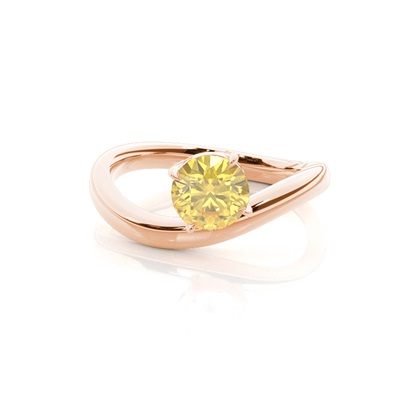 Horizontal East- West Yellow Diamond Engagement Ring