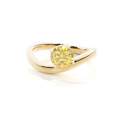 Horizontal East- West Yellow Diamond Engagement Ring