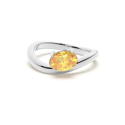 Horizontal East- West Yellow Diamond Engagement Ring