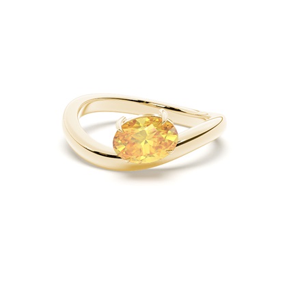 Horizontal East- West Yellow Diamond Engagement Ring
