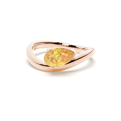 Horizontal East- West Yellow Diamond Engagement Ring