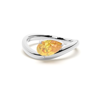 Horizontal East- West Yellow Diamond Engagement Ring