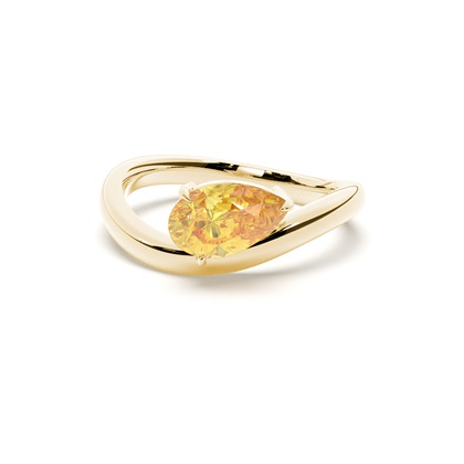 Horizontal East- West Yellow Diamond Engagement Ring