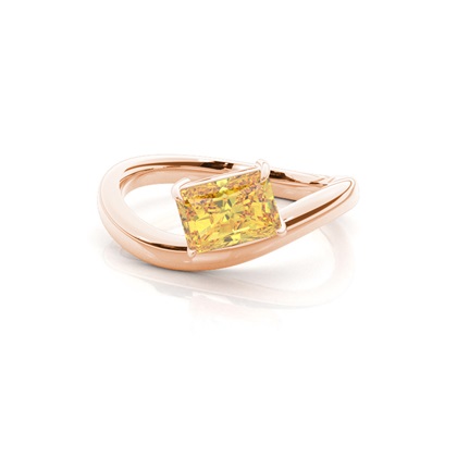 Horizontal East- West Yellow Diamond Engagement Ring