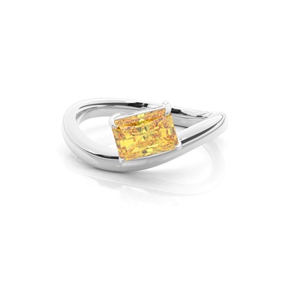 Horizontal East- West Yellow Diamond Engagement Ring