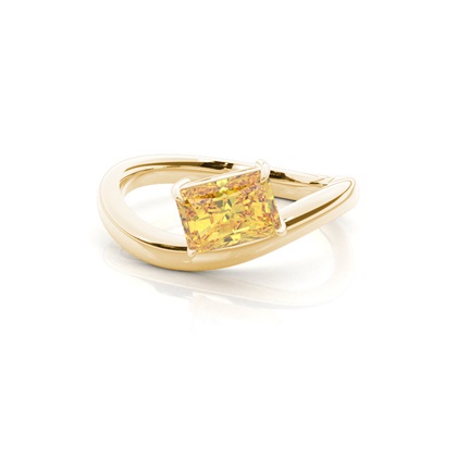 Horizontal East- West Yellow Diamond Engagement Ring