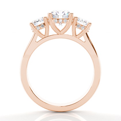 Trilogie-Verlobungsringe mit verstecktem Halo-Diamanten