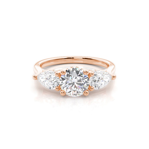 Trilogie-Verlobungsringe mit verstecktem Halo-Diamanten