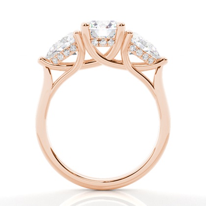 Trilogie-Verlobungsringe mit verstecktem Halo-Diamanten