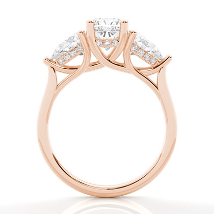 Trilogie-Verlobungsringe mit verstecktem Halo-Diamanten