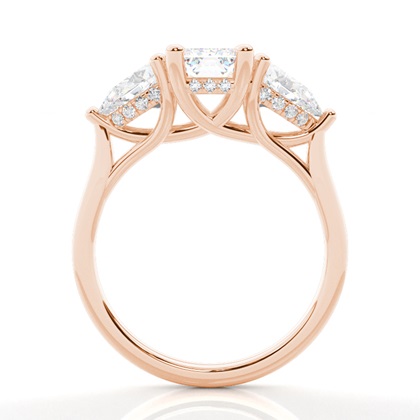 Trilogie-Verlobungsringe mit verstecktem Halo-Diamanten