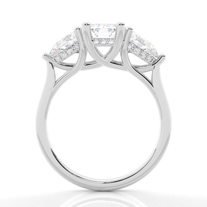 Trilogie-Verlobungsringe mit verstecktem Halo-Diamanten