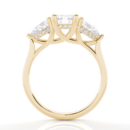 Trilogie-Verlobungsringe mit verstecktem Halo-Diamanten