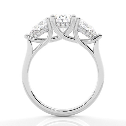 Trilogie-Verlobungsringe mit verstecktem Halo-Diamanten