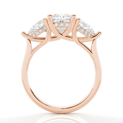 Trilogie-Verlobungsringe mit verstecktem Halo-Diamanten