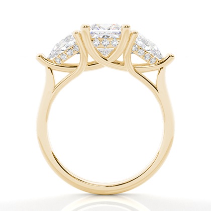 Trilogie-Verlobungsringe mit verstecktem Halo-Diamanten