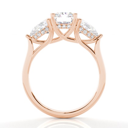 Trilogie-Verlobungsringe mit verstecktem Halo-Diamanten